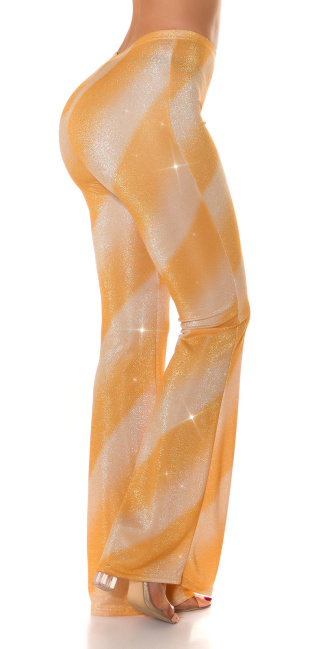 Party flarred pants with glitter gradient Gold